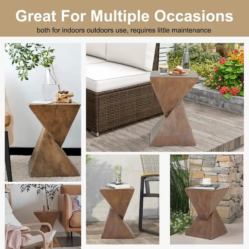 Tavolino laterale decorativo geometrico in cemento leggero