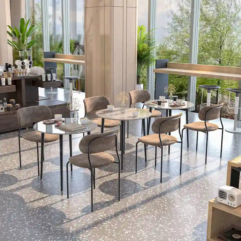 Round Sintered Stone Dining Table with Black Metal Legs