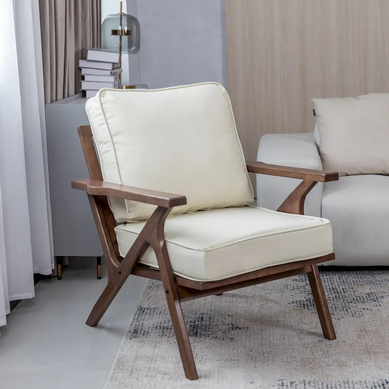 Mid-Century Modern Wood Frame Accent Chair