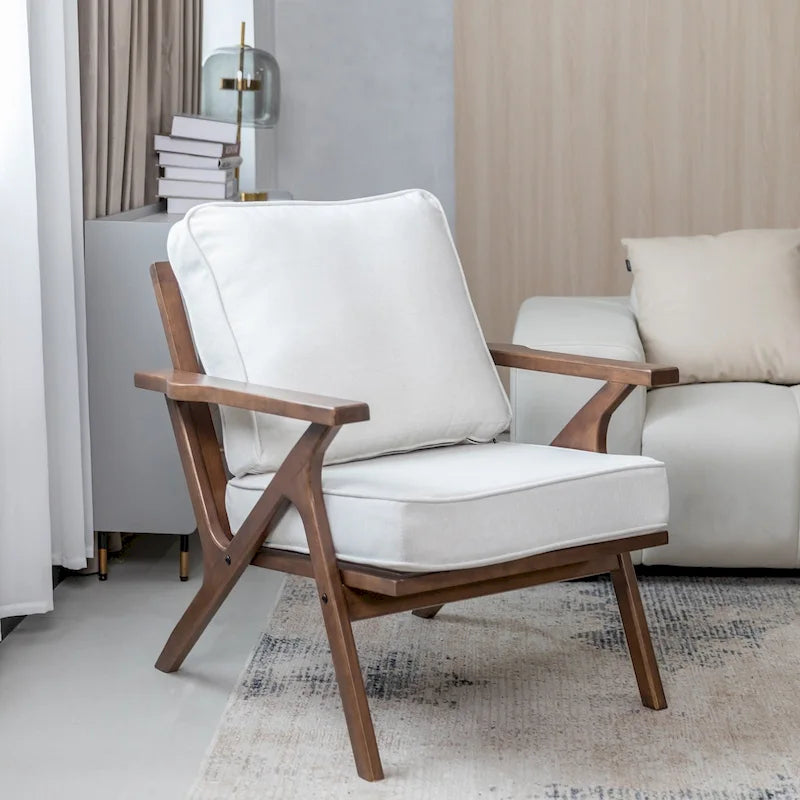 Mid-Century Modern Wood Frame Accent Chair