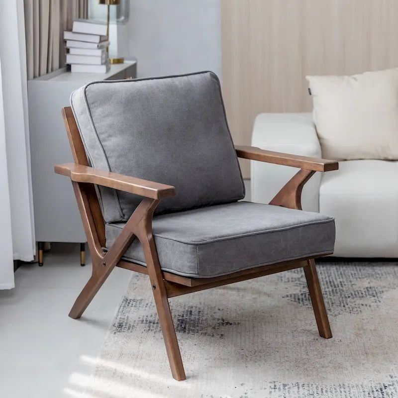 Mid-Century Modern Wood Frame Accent Chair