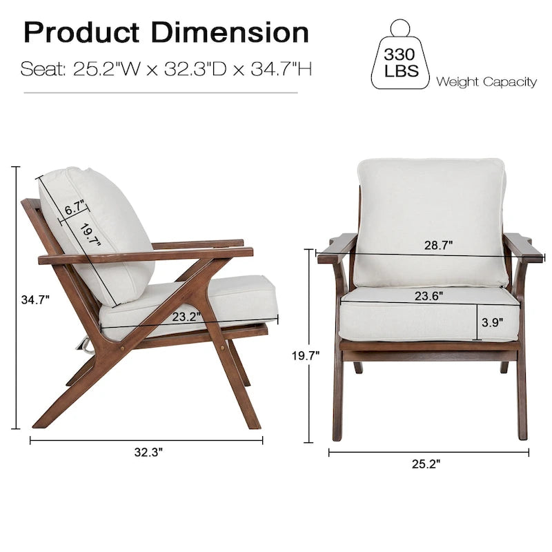 Mid-Century Modern Wood Frame Accent Chair