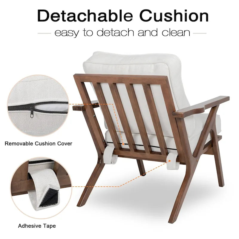 Mid-Century Modern Wood Frame Accent Chair