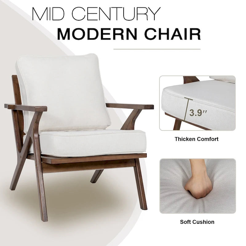 Mid-Century Modern Wood Frame Accent Chair