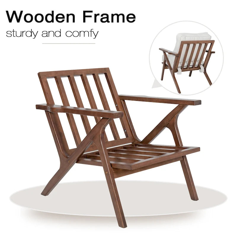 Mid-Century Modern Wood Frame Accent Chair