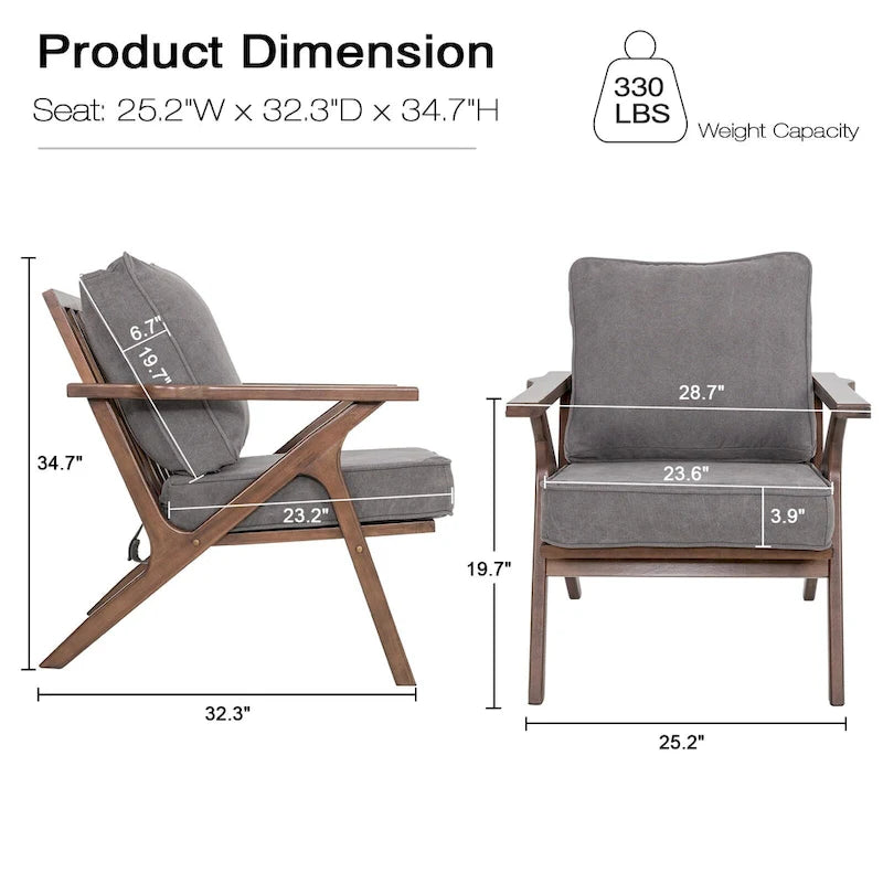Mid-Century Modern Wood Frame Accent Chair