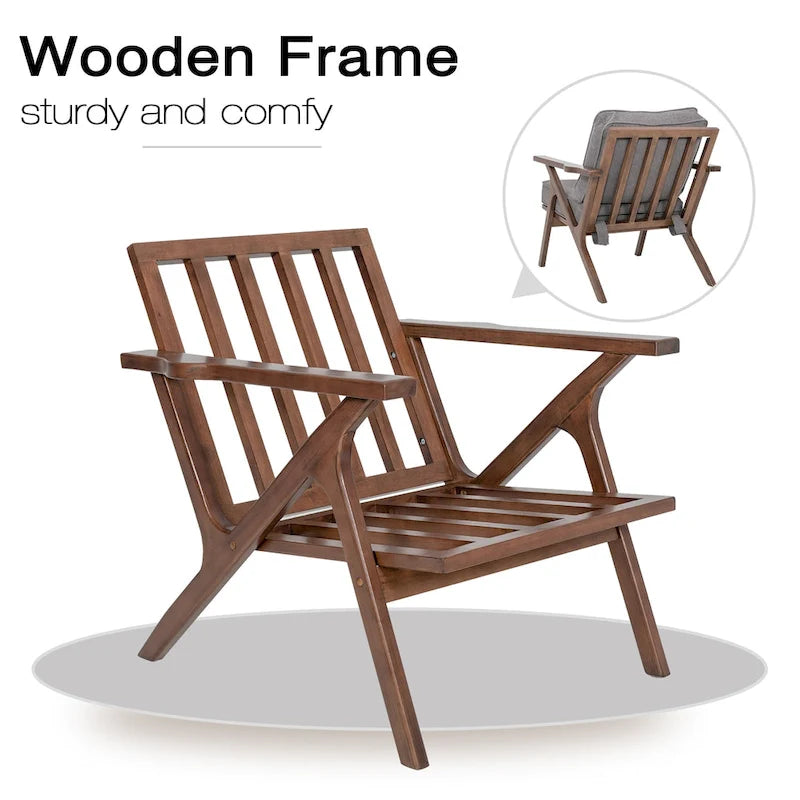 Mid-Century Modern Wood Frame Accent Chair