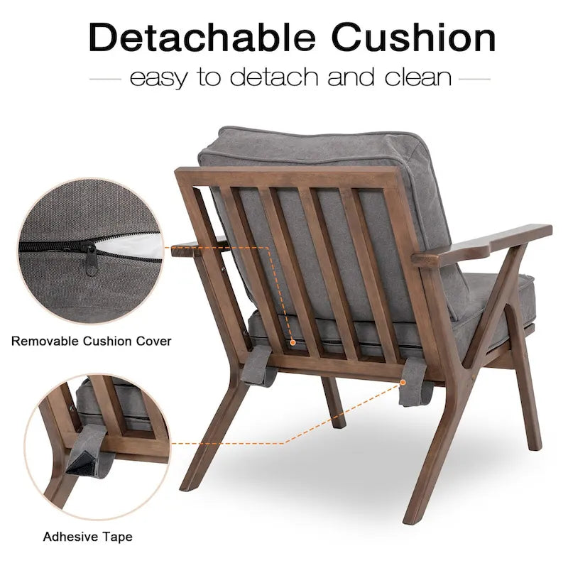 Mid-Century Modern Wood Frame Accent Chair