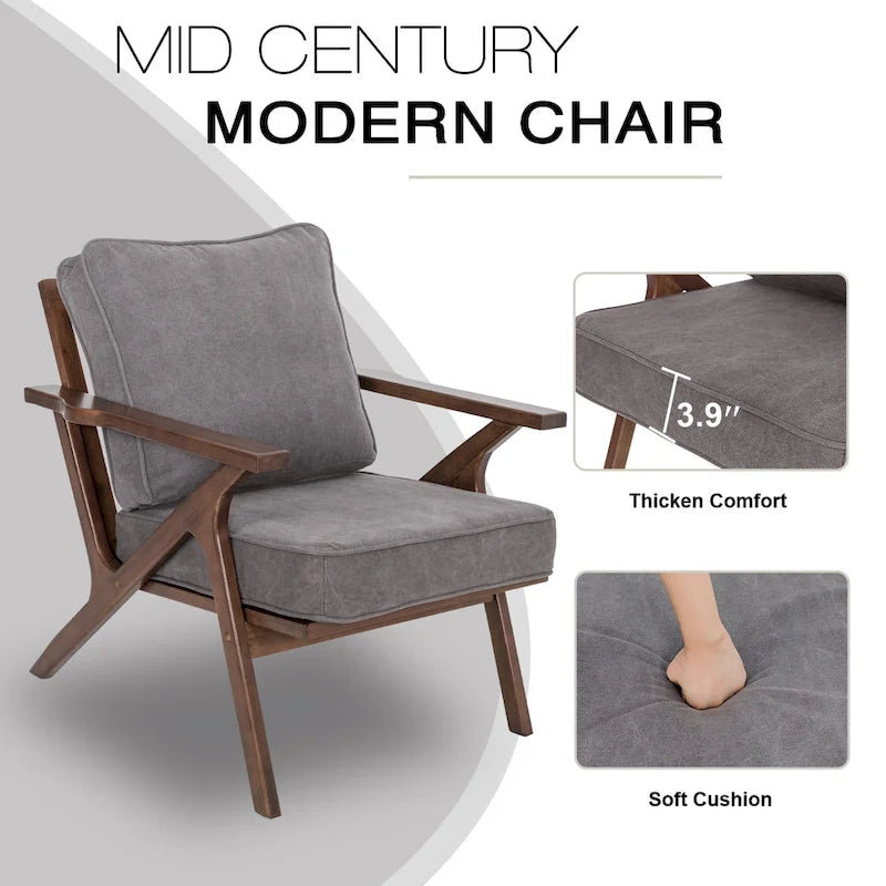 Mid-Century Modern Wood Frame Accent Chair