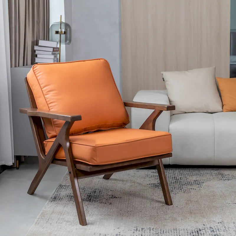 Mid-Century Modern Wood Frame Accent Chair