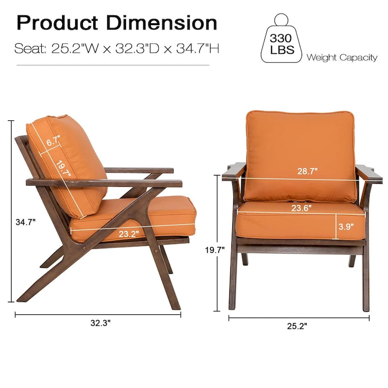 Mid-Century Modern Wood Frame Accent Chair
