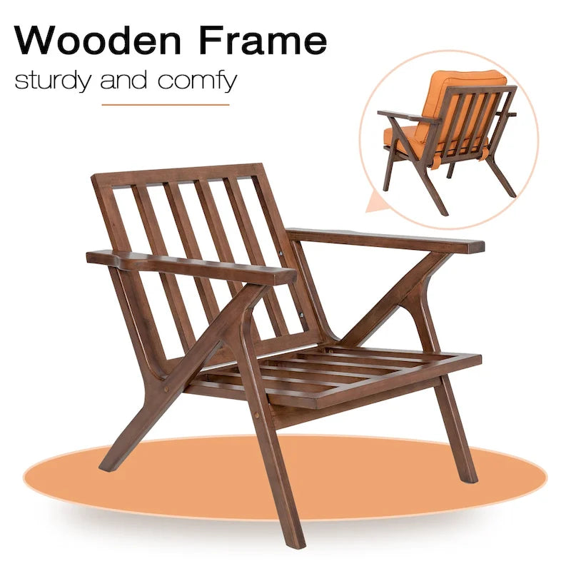Mid-Century Modern Wood Frame Accent Chair