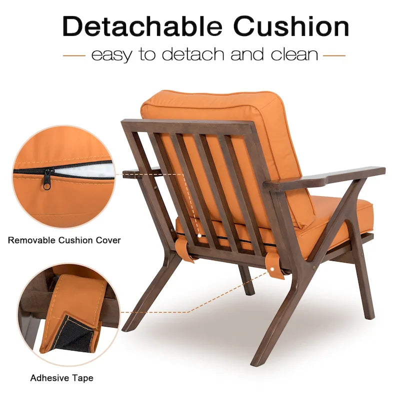 Mid-Century Modern Wood Frame Accent Chair