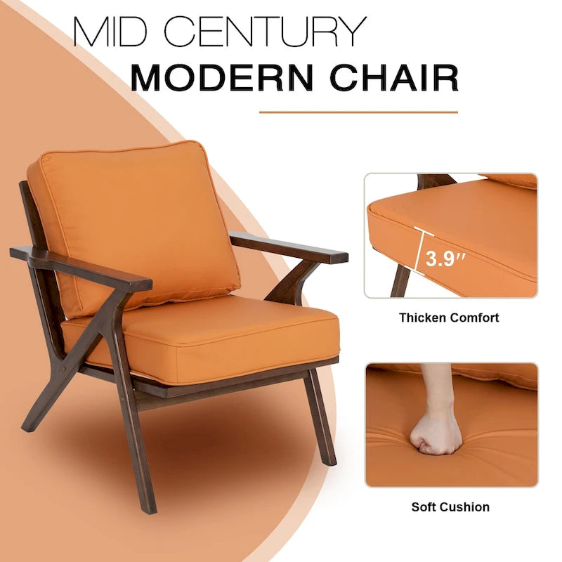 Mid-Century Modern Wood Frame Accent Chair
