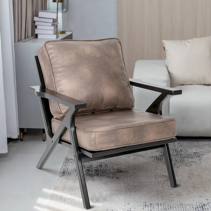Mid-Century Modern Wood Frame Accent Chair