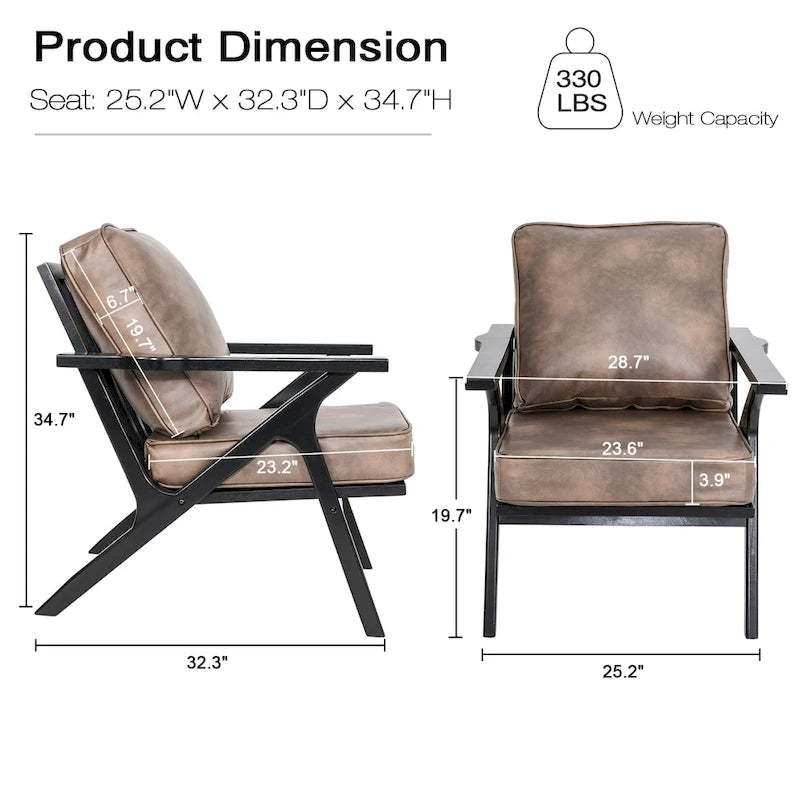 Mid-Century Modern Wood Frame Accent Chair