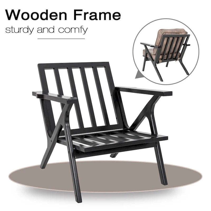 Mid-Century Modern Wood Frame Accent Chair