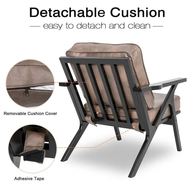 Mid-Century Modern Wood Frame Accent Chair