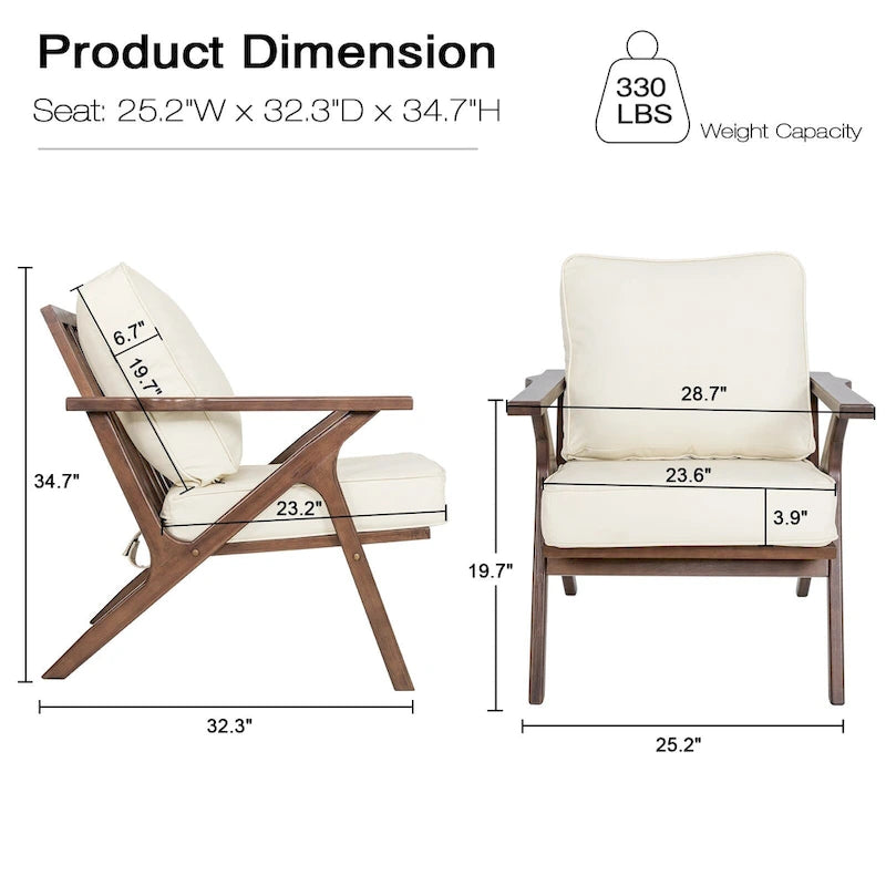 Mid-Century Modern Wood Frame Accent Chair
