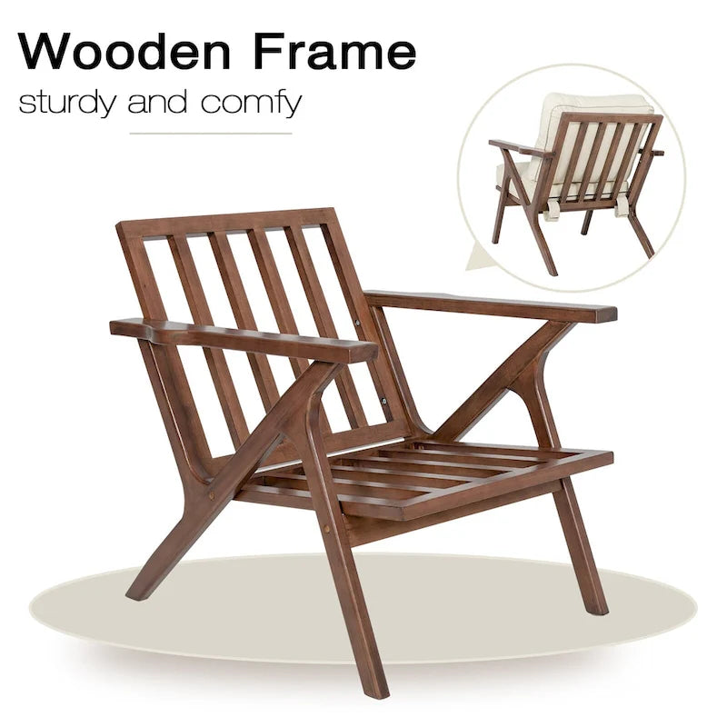 Mid-Century Modern Wood Frame Accent Chair