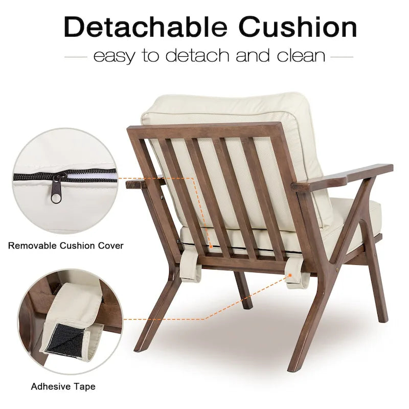 Mid-Century Modern Wood Frame Accent Chair