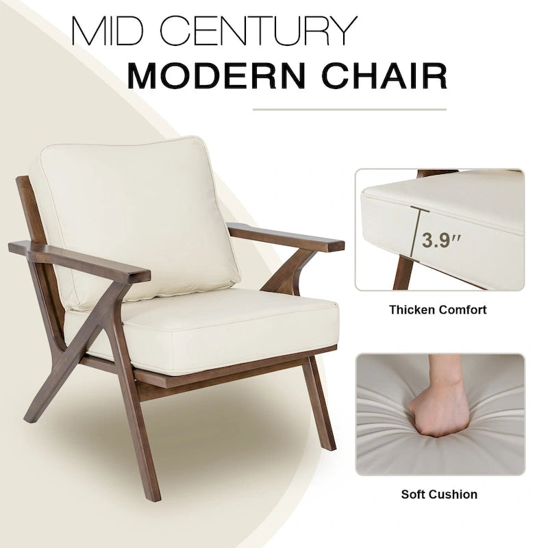 Mid-Century Modern Wood Frame Accent Chair