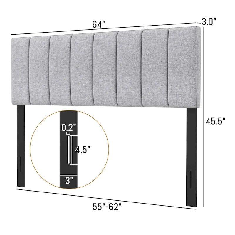 Adjustable Linen Upholstered Headboard for Full and Queen Beds