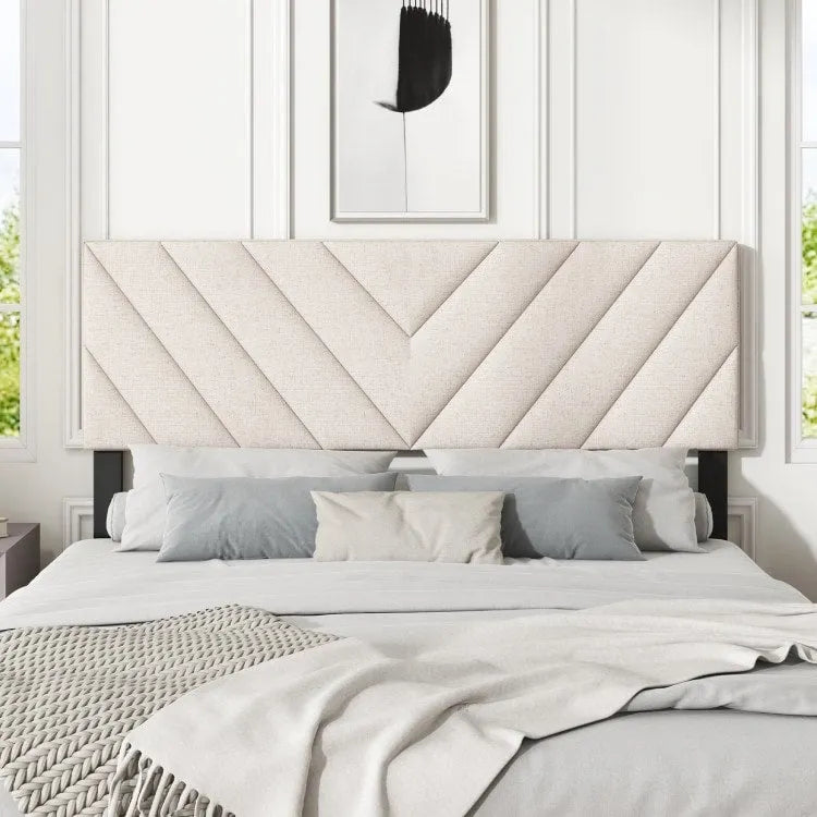 Adjustable Linen Upholstered Headboard for Full and Queen Beds