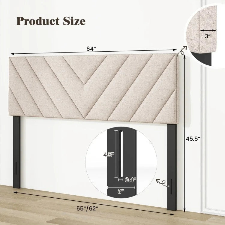 Adjustable Linen Upholstered Headboard for Full and Queen Beds