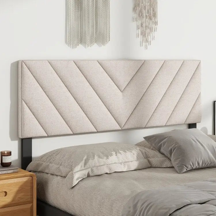 Adjustable Linen Upholstered Headboard for Full and Queen Beds