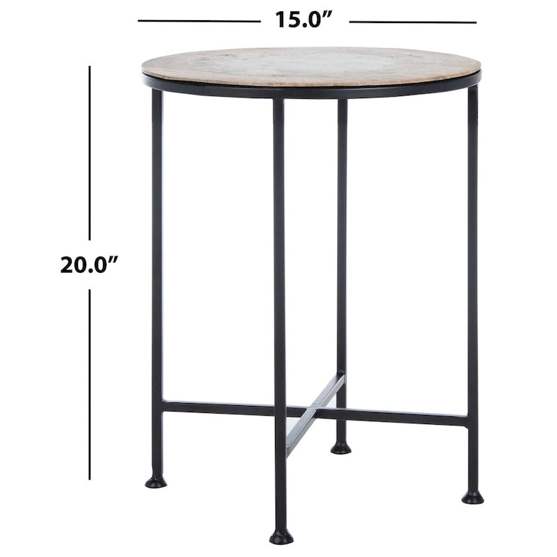 Natural Stone Top Accent Table - 15Wx15Dx20H