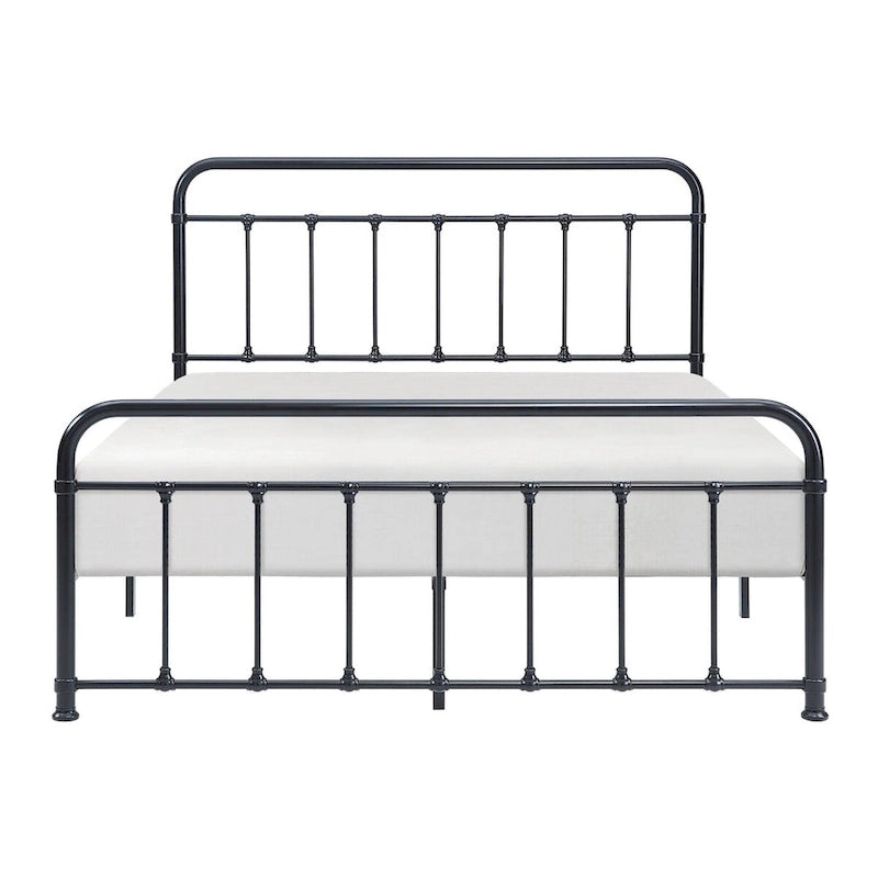 Full Size Metal Platform Bed with Black Curved Spindle Frame