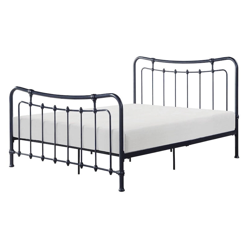 Full Size Metal Platform Bed with Black Curved Spindle Frame