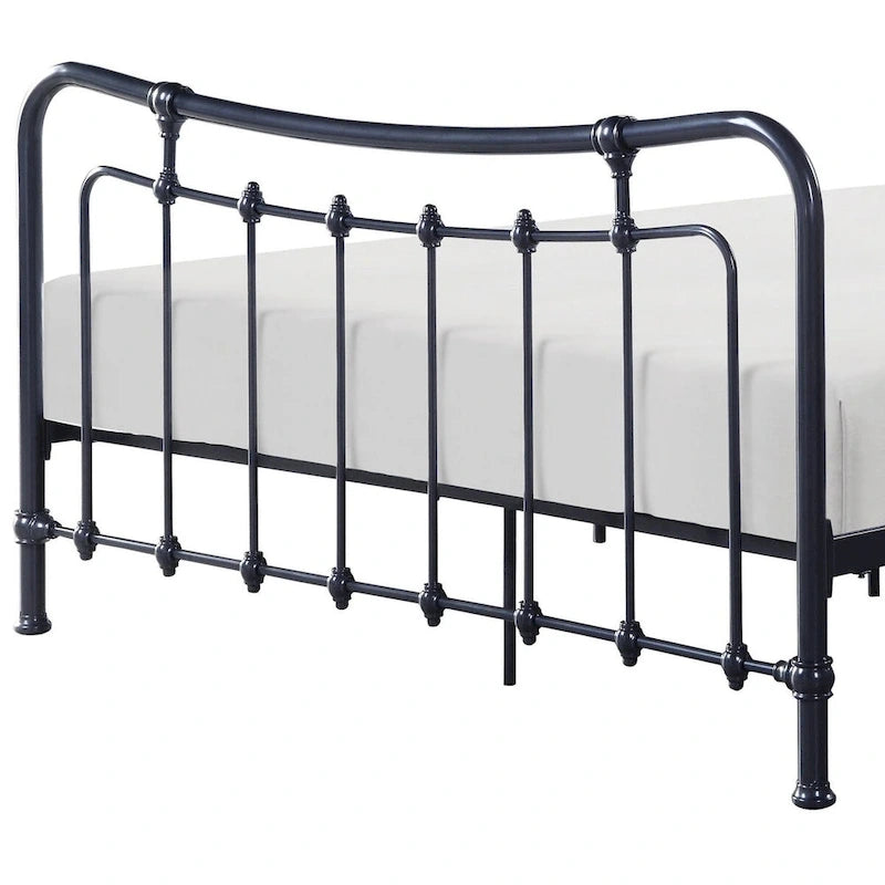 Full Size Metal Platform Bed with Black Curved Spindle Frame