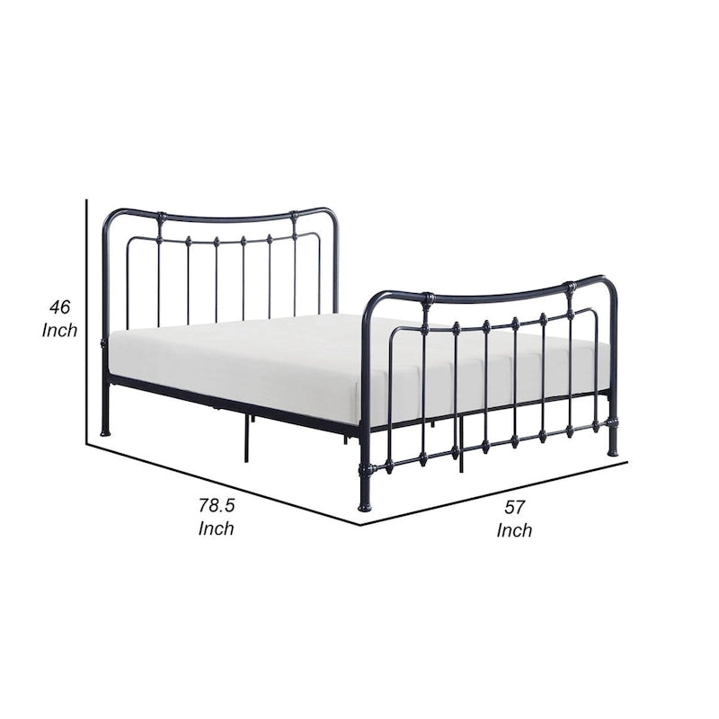 Full Size Metal Platform Bed with Black Curved Spindle Frame