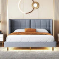 Queen Upholstered Platform Bed with LED Lights