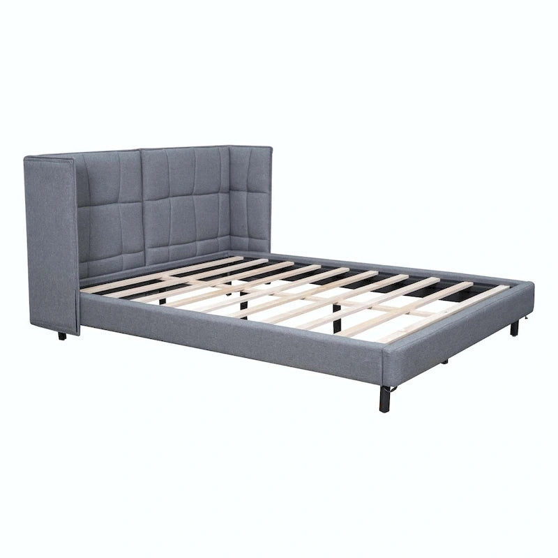 Queen Upholstered Platform Bed with LED Lights