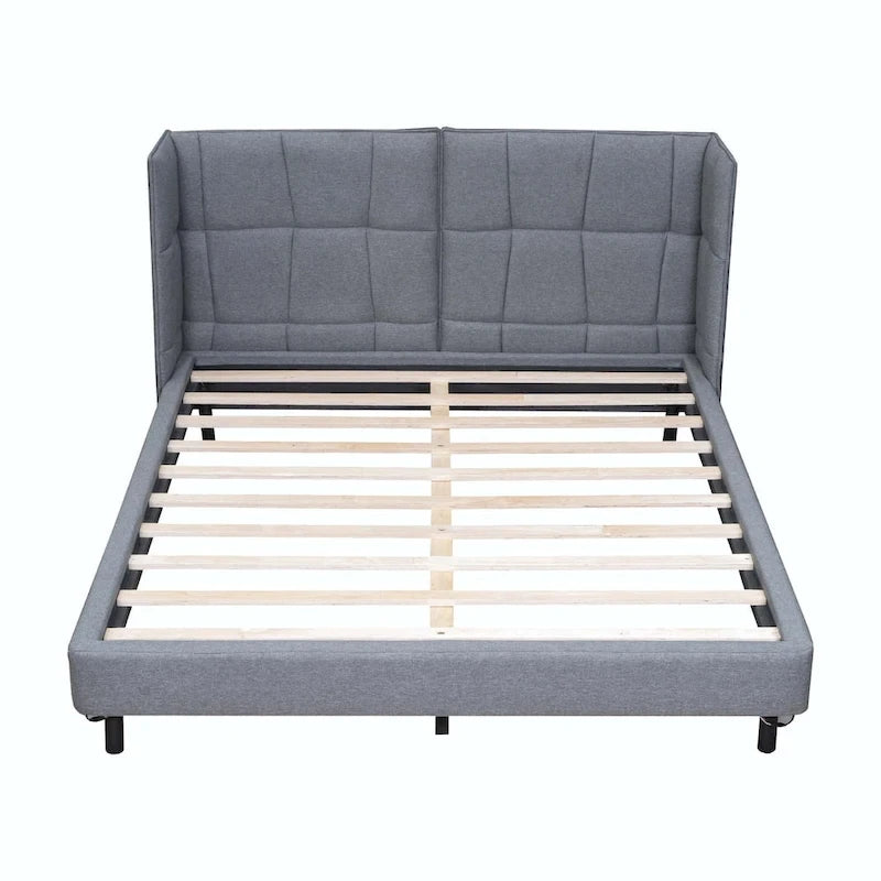 Queen Upholstered Platform Bed with LED Lights