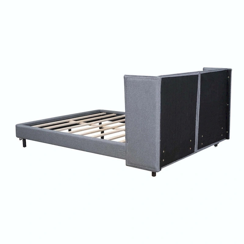 Queen Upholstered Platform Bed with LED Lights