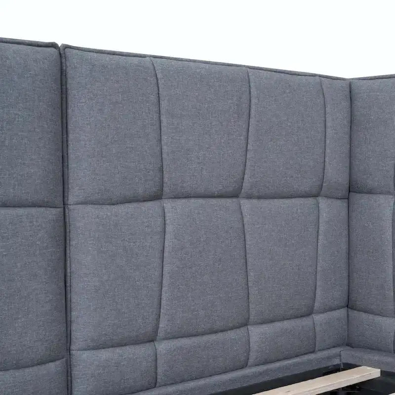 Queen Upholstered Platform Bed with LED Lights