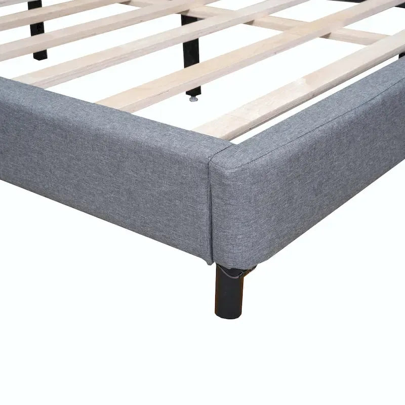 Queen Upholstered Platform Bed with LED Lights