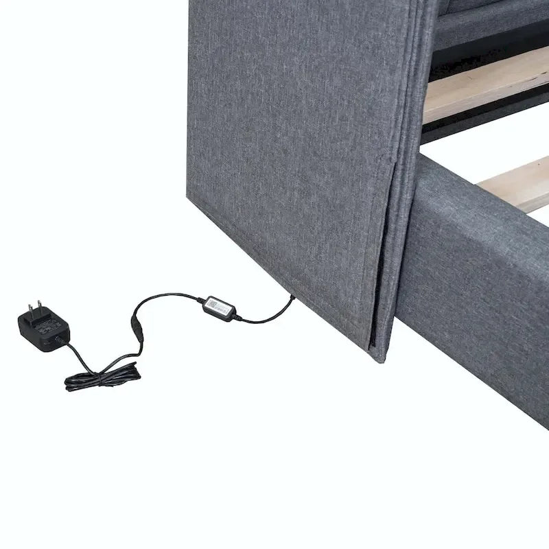 Queen Upholstered Platform Bed with LED Lights