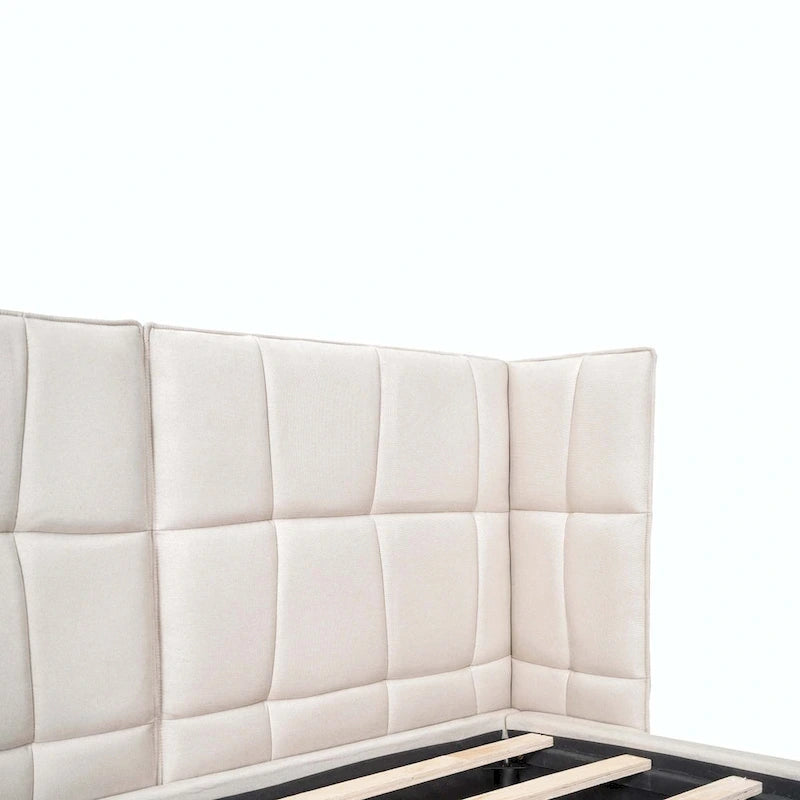 Queen Upholstered Platform Bed with LED Lights