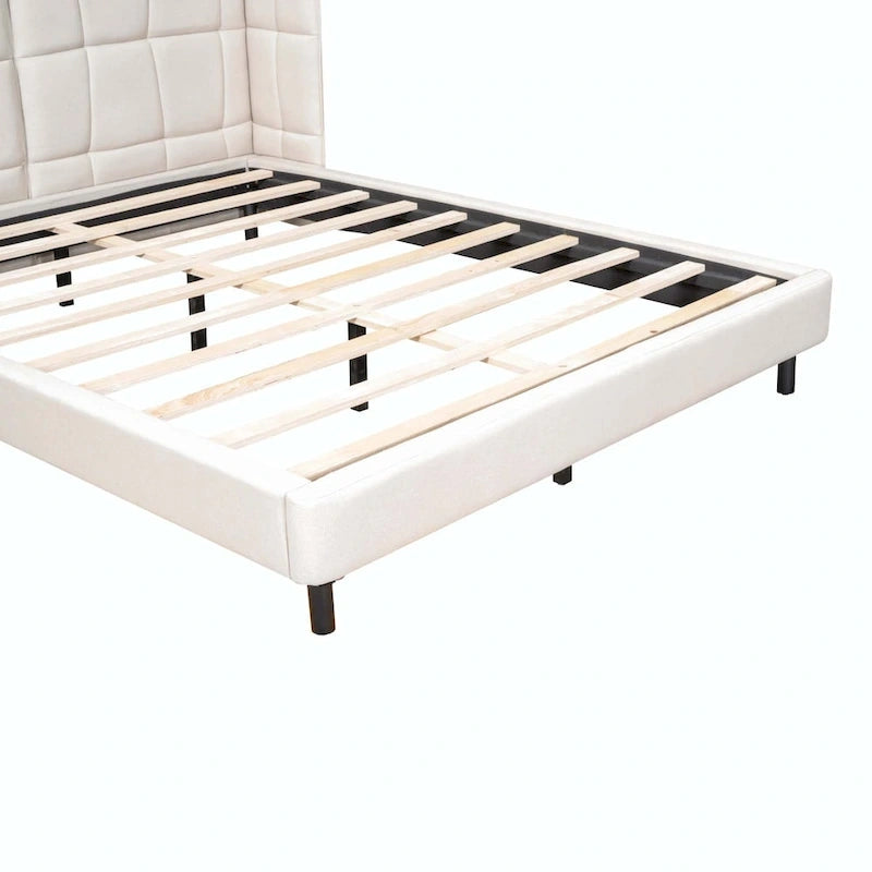 Queen Upholstered Platform Bed with LED Lights