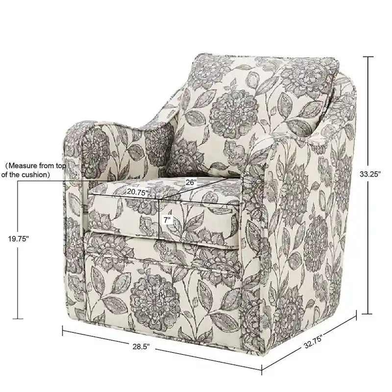 Slub-Weave Wide-Seat 360° Swivel Armchair Set of 2