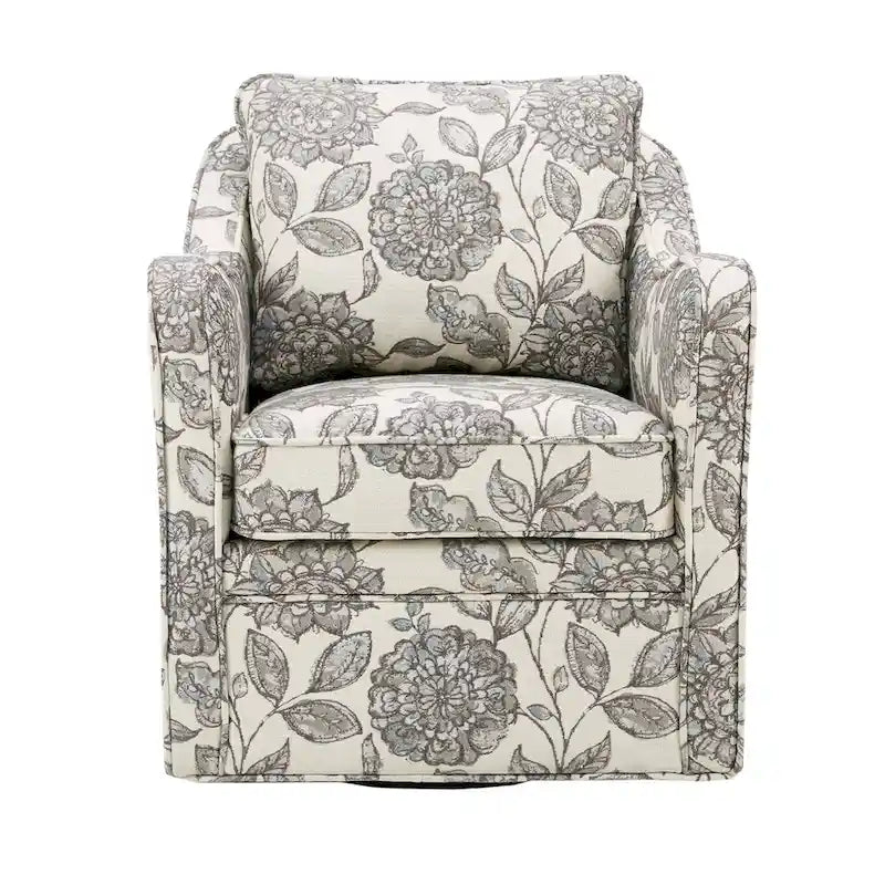 Slub-Weave Wide-Seat 360° Swivel Armchair Set of 2