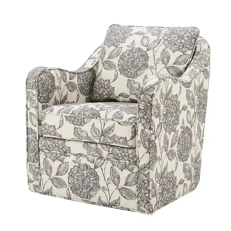 Slub-Weave Wide-Seat 360° Swivel Armchair Set of 2