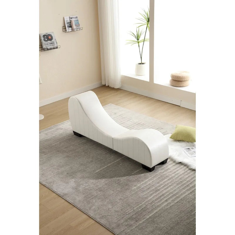 Modern Curved Faux Leather Yoga Chaise Lounge
