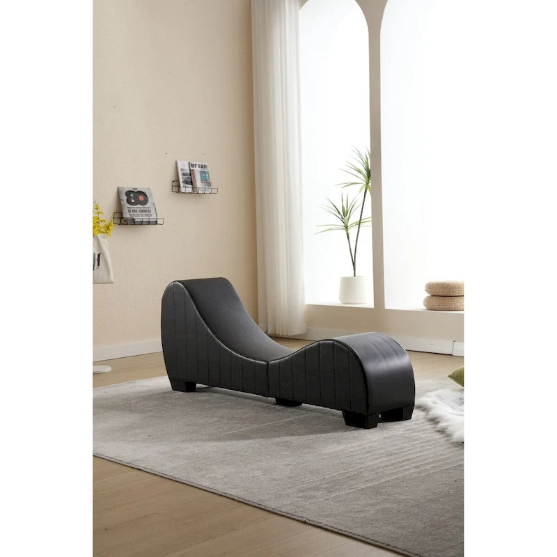 Modern Curved Faux Leather Yoga Chaise Lounge