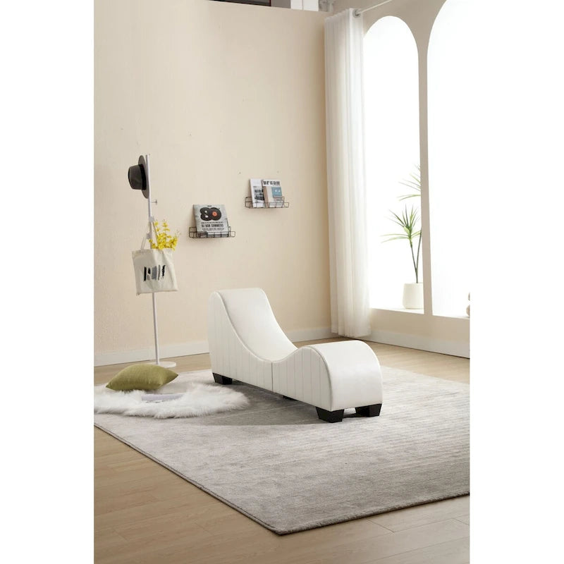 Modern Curved Faux Leather Yoga Chaise Lounge